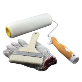 8.6 inch Latex Paint Roller Brush Wall Painting Brush Tool with 5 inch Flat Brush and 1 Pair Gloves