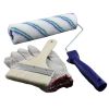 9 inch Latex Paint Roller Brush Wall Painting Brush Tool with 5 inch Flat Brush and 1 Pair Gloves