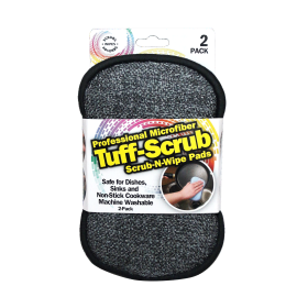 Original Tuff-Scrub Professional Microfiber Scrub 'N' Wipe Cleaning Sponge Pads, 2 Pads