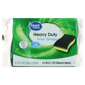 Great Value Heavy Duty Scrub Sponges, 4 Count