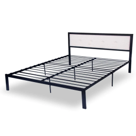 Modern Queen Size 9-Legs Stable Metal Bed Frame Full with Upholstered Headboard Mattress Base