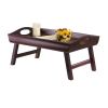 Winsome Wood Espresso & Wood Sedona Bed Tray Curved Side; Foldable Legs; Large Handle; Antique Walnut