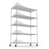 5 Tier 6000lbs Heavy Duty Adjustable Storage Rack Metal Shelf Wire Shelving Unit with Wheels & Shelf Liners - 82" H x 48" L x 24" D - Chrome