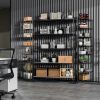 5 Tier 6000lbs Heavy Duty Adjustable Storage Rack Metal Shelf Wire Shelving Unit with Wheels & Shelf Liners - 82" H x 48" L x 24" D - Black