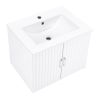 24" Floating Wall Mounted Bathroom Vanity with White Porcelain Sink and Soft Close Doors