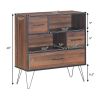 Multipurpose Sideboard Storage Cabinet with Metal Leg & Drawers