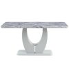 Table and chair set, modern minimalist marble textured rectangular dining table. Suitable for restaurants and living rooms. Soft cushion seats. F-1280