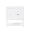 30" Bathroom Vanity with Sink Top, Bathroom Vanity Cabinet with Two Doors and One Drawer, MDF Boards, Solid Wood, One Package