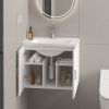 24" Floating Wall Mounted Bathroom Vanity with White Porcelain Sink and Soft Close Doors