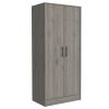 Ambery 180 Armoire, Two Shelves, Double Door, Metal Rod, One Drawer -Light Gray