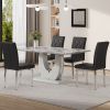 Table and chair set, modern minimalist marble textured rectangular dining table. Suitable for restaurants and living rooms. Soft cushion seats. F-1280