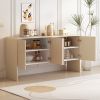 TREXM Minimalist Style 60"L Large Storage Space Sideboard with 4 Doors and Rebound Device for Living Room and Entryway (Apricot Cream)