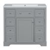 36" Bathroom Vanity with Sink Combo, One Cabinet and Six Drawers, Solid Wood and MDF Board, Grey