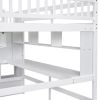 Full Size Loft Bed with Built-in Desk, Bookshelves and Storage Staircase,White(Old SKU:W504S00110)