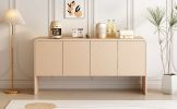 TREXM Minimalist Style 60"L Large Storage Space Sideboard with 4 Doors and Rebound Device for Living Room and Entryway (Apricot Cream)