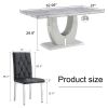 Table and chair set, modern minimalist marble textured rectangular dining table. Suitable for restaurants and living rooms. Soft cushion seats. F-1280