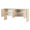 TREXM Minimalist Style 60"L Large Storage Space Sideboard with 4 Doors and Rebound Device for Living Room and Entryway (Apricot Cream)