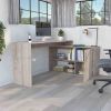 Axis Modern L-Shaped Computer Desk with Open & Closed Storage -Light Gray