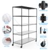 5 Tier 7500lbs Heavy Duty Adjustable Storage Rack Metal Shelf Wire Shelving Unit with Wheels & Shelf Liners - 82" H x 60" L x 24" D - Black