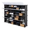 8-Tier Portable 64 Pair Shoe Rack Organizer 32 Grids Tower Shelf Storage Cabinet Stand Expandable for Heels, Boots, Slippers, Black YF