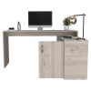 Axis Modern L-Shaped Computer Desk with Open & Closed Storage -Light Gray