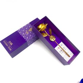 24K Luminous Color Gold Rose Flower Set (Option: Gold purple gift)