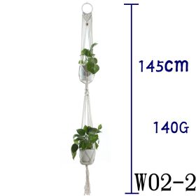 Flower Pot Net Bag Beige Cotton Rope Indoor Plant Hanger Hanging Basket Sling (Option: 15 Style)