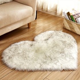 1pc Heart Shaped Area Rug, Plush Faux-Fur Carpet For Living Room & Bedroom, Home Decor Valentine's Day Decor 19.6in*23.6in/50cm*60cm (Color: Double Gray)