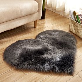 1pc Heart Shaped Area Rug, Plush Faux-Fur Carpet For Living Room & Bedroom, Home Decor Valentine's Day Decor 19.6in*23.6in/50cm*60cm (Color: Dark Gray)