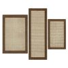 Machine Washable Faux Sisal Gray Indoor Accent Rug Set, 3-Piece Set