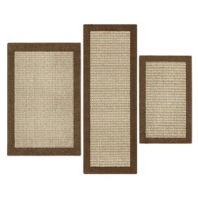 Machine Washable Faux Sisal Gray Indoor Accent Rug Set, 3-Piece Set (Color: 3PC - 1'8"x2'6", 2'6"x3'10", 1'9"x5',Brown)