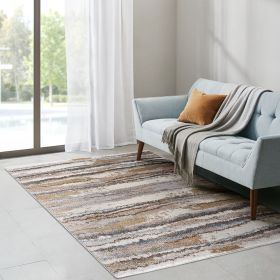 Watercolor Abstract Stripe Woven Area Rug (Color: as Pic)