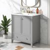 30" Bathroom Vanity with Sink Combo, Multi-functional Bathroom Cabinet with Doors and Drawer, Solid Frame and MDF Board