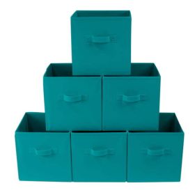 Collapsible Cube Fabric Storage Bins (10.5" x 10.5"), 6 Pack (Color: Teal Sachet)