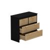 4 Drawers Rattan Cabinet,for Bedroom,Living Room,Dining Room,Hallways,Easy Assembly