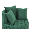 Velvet Upholstered Swivel Chair for Living Room, with Button Tufted Design and Movable Wheels, Including 3 Pillows