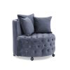 Velvet Upholstered Swivel Chair for Living Room, with Button Tufted Design and Movable Wheels, Including 3 Pillows