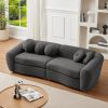 87.7" Modern Curved Sofa, Back Upholstered Couch with 5 Decorative Throw Pillows, Teddy Fabric Couch for Living Room, Office, Apartment