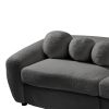 87.7" Modern Curved Sofa, Back Upholstered Couch with 5 Decorative Throw Pillows, Teddy Fabric Couch for Living Room, Office, Apartment