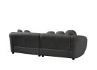 87.7" Modern Curved Sofa, Back Upholstered Couch with 5 Decorative Throw Pillows, Teddy Fabric Couch for Living Room, Office, Apartment