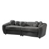 87.7" Modern Curved Sofa, Back Upholstered Couch with 5 Decorative Throw Pillows, Teddy Fabric Couch for Living Room, Office, Apartment