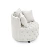 Velvet Upholstered Swivel Chair for Living Room, with Button Tufted Design and Movable Wheels, Including 3 Pillows